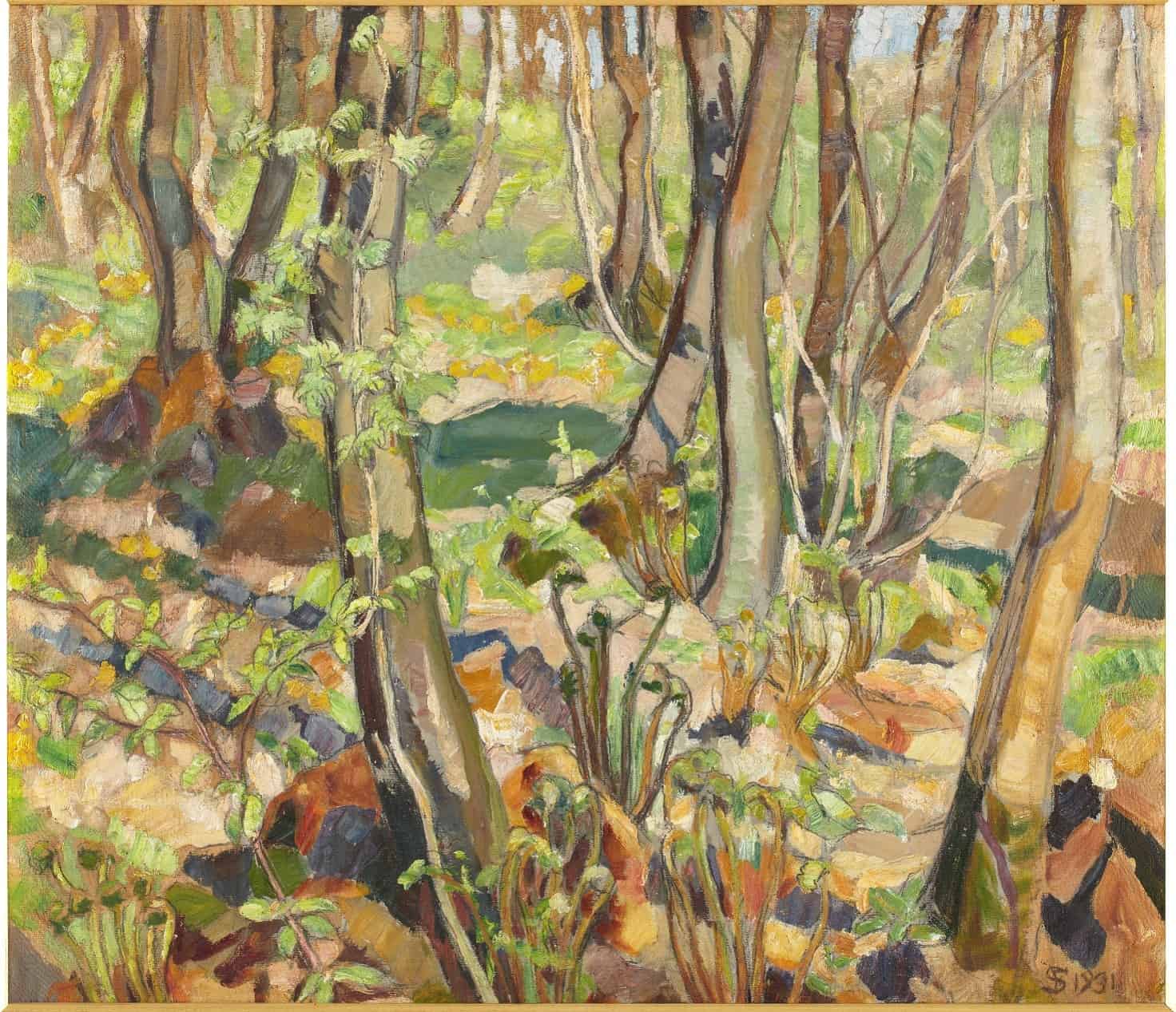 Fritz Syberg: Blomstrende fingerbøl og pige (Rabbe). 1921.Olie på lærred. 75 x 99 cm. Johannes Larsen Museet. Foto: Ole Friis.